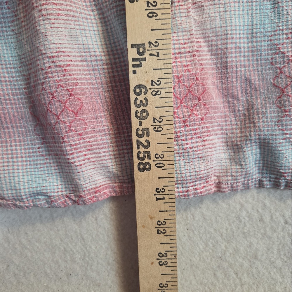 Tommy Bahama 2XB Red/Pink Blue Linen Cotton Short Sleeve Shirt Ravenna Plaid - Picture 7 of 9